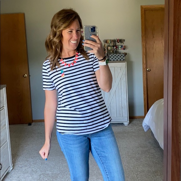 Old Navy Tops - Old Navy Black & White Stripe Tee with Pinapple